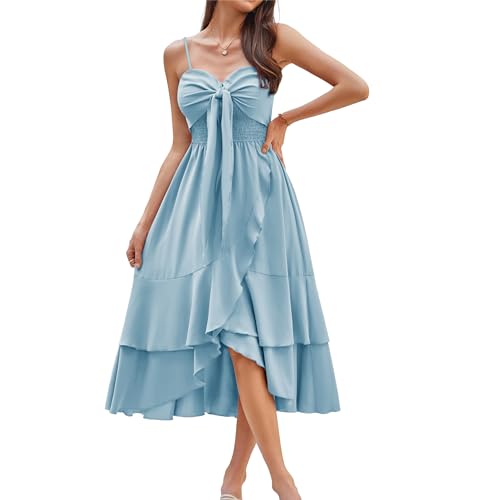 Damen A-Linie Dünne Ärmellos Spagettiträgern Partykleid Elegant...