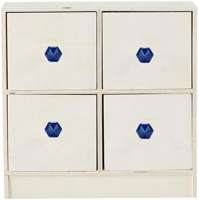 Perilla Home Set of 6 Geometric Blue Ceramic Knob Hexagon Small Knobs Kitchen Cabinet Cupboard Glass Door Dressser Wardrobe and Drawers Pull Knob - Image 5