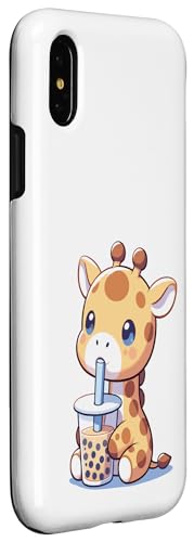 Hülle für iPhone X/XS Kawaii Griaffen Bubble Tea Boba Giraffe