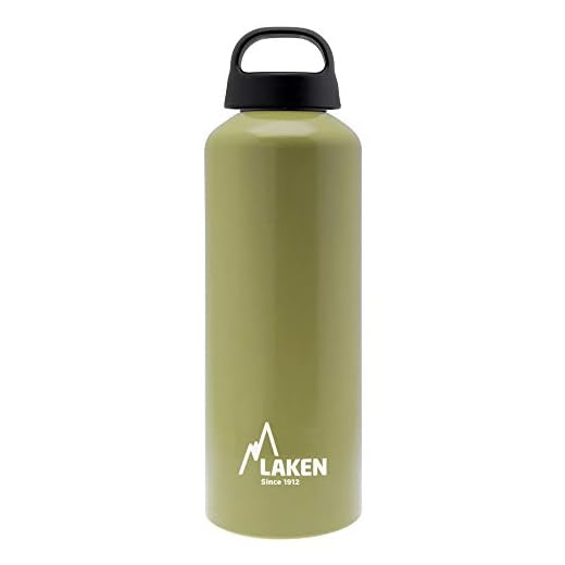 LAKEN Classic Botella de Agua Cantimplora de Aluminio con Tapón de Rosca y Boca Ancha, 0,75L Khaki