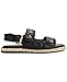 KARL LAGERFELD Women's Charlay Double Strap Sandal with Pin Embellishments, DARK BLACK, 6.5