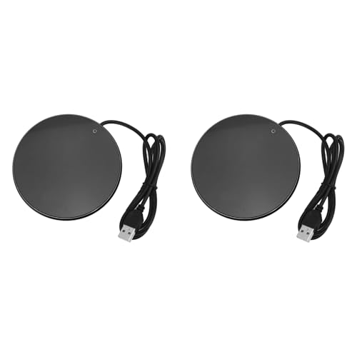 Lot de 2 Chauffe-Tasses à café, Température Constante de 55 °C pour Bureau, 3 Réglages de Température, Plaque Chauffante Intelligente, Bougie USB, Chauffe-Boissons pour la