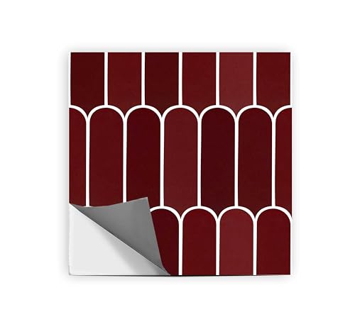 Image of Scala Bleucoin Peel and Stick Tile Stickers Vinyl Self-Adhesive Backsplash for Kitchen & Bathroom Easy DIY Home Decor Water-Resistant & Tile Decals Pack of 24 Pcs (Red, 12 inch x 12 inch Inches)
