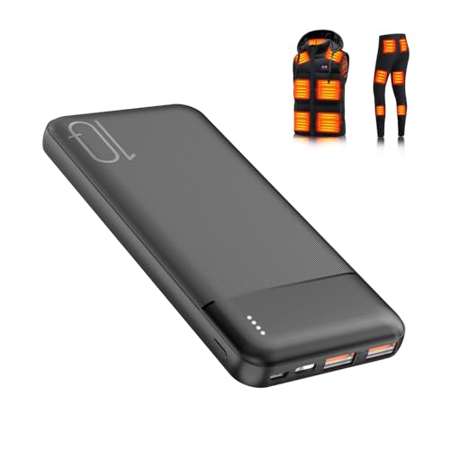 THETHEKU 10000mAh Heated Vest Battery Pack 5V USB Fits for Ororo/Weamest/Tidewe/Venustas Heating Jacket/Hoodie/Coat (1PC-Black)