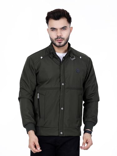 Image of Dollar Full Sleeves Bomber Jacket for Men | TPU Men's Standing Collar Lightweight Winter Jacket, Regular Fit
