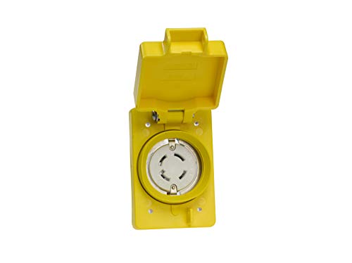 Woodhead 69W76 Watertite Wet Location Locking Blade Receptacle, 3-Phase, Single Flip Lid, Female, 4 Wires, 3 Poles, NEMA L16-30 Configuration, Yellow, 30A Current, 480V Voltage - Thumbnail 2