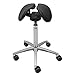 Produktbild SALLI Outlet Swing Ergonomischer Sattelstuhl mit Rollen, Drehhocker höhenverstellbar Bürostuhl, Schwarzes Leder - Schwarz M