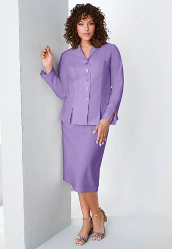 Roaman's Women's Plus Size Plus Size Long Sleeve Shawl-Collar Jacket & Sheath Skirt Set – 2-Piece Suit4