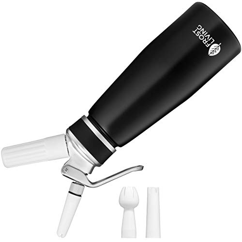 PROFESSIONAL WHIPPED CREAM DISPENSER - Aluminum Whipper Canister with 2 Nitrous (NOS) Cartridge Holders and three decorating tips - Homemade Whip Cream Maker