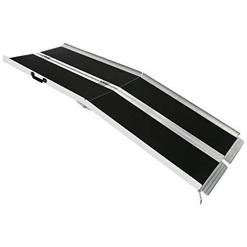 Fullwatt 7FT Non Skid Aluminum Wheelchair Ramp Folding Portable Wheelchair Scooter Ramp