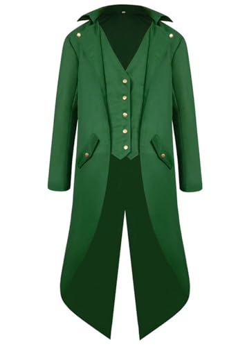Disfraz de chaqueta victoriana medieval de Halloween para hombres, abrigo gótico steampunk, uniforme renacentista, pirata renacentista, fiesta de vampiro, disfraz de cosplay para adultos y hombres
