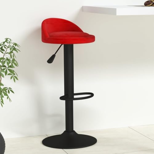 Tabouret de bar en velours bordeaux réglable et pivotant Mangloder