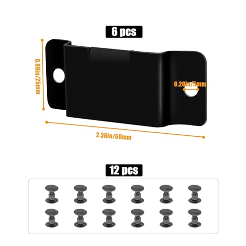 Zarique 6 Pcs Tape Measure Clips With Rivets, Small Metal Belt Holder Clips, Hanging Holder for Easy Carry (Matte Black)