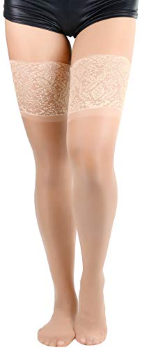 Image of ToBeInStyle Women's Thigh Highs With Smooth Silicone Lace