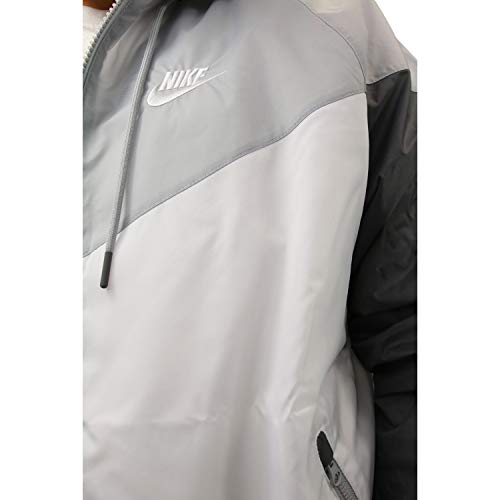 Image of Nike Mens Windrunner Hooded Track Jacket White /Wolf Grey Dark Grey /White AR2191-100 Size Small