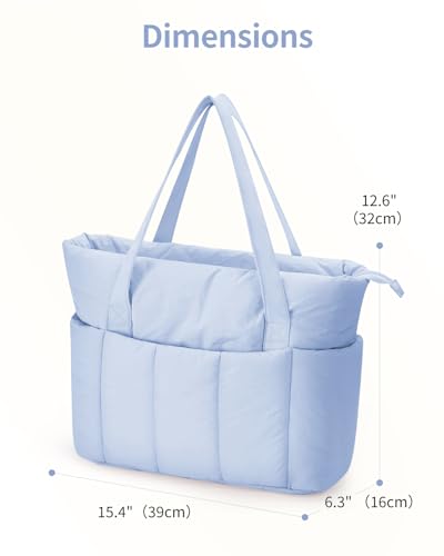 Image of Narwey Puffer Tote Bag for Women Girl, Puffy Travel Gym Shoulder Handbag