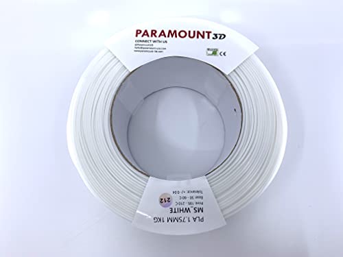 Paramount 3D PLA 1.75mm 1kg Filament (Master Spool) (White (MS_White), 1kg [1 ROLL])