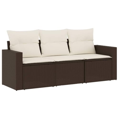 vidaXL Garten Sofa Garnitur 3-TLG., Gartenmöbel Set mit Kissen,...