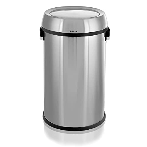 Alpine 17 Gallon Stainless Steel Trash Can with Swing Lid - Heavy Duty Garbage Bin with Automatic Swing Closure for Odor Control - Trashcan for Home & Business Wastes (Swing Lid) #1