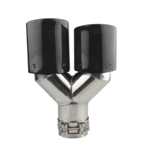 Silenciador de coche universal de acero inoxidable y fibra de carbono tubo doble derecho