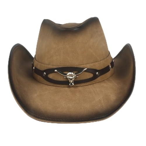 Chapeau de cowboy en cuir à large bord idéal pour voyage et randonnée