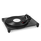 Auna Platine Vinyle, Tourne Disque Vinyle avec Entraînement par Courroie, Tourne-disques Audio Vinyle 33 Tours en Verre Acrylique, Chaine HiFi, Platine Vinyle, Lecteur Vinyles, USB, Enregistrement PC