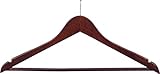 Wood Security Suit Hanger w/Solid Wood Bar & Anti-Theft Nail Hook, (Box of 50) Space Saving 17 Inch Flat Wooden Hangers w/Walnut Finish & Notches by The Great American Hanger Company
