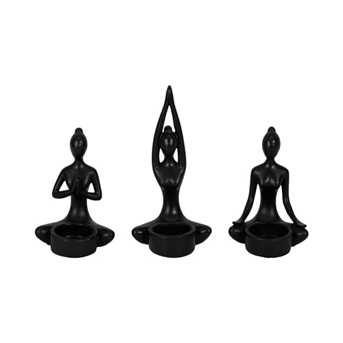Sagebrook Home Novelty Candle Holders and Tealights Yoga Women Indoor Outdoor Tealight Candle Holder Decor, Decorative Accent Lighting for Home, Parties, Bedroom, Bathroom, 6