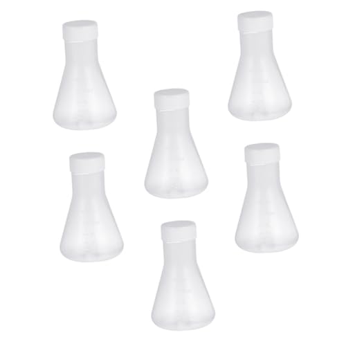 HOMOCONO 6 Pcs Plastic Erlenmeyer Flask Vacuum Flask Laboratory Conical Flask Scientific Flask Stoppered Flask Distilling Flask Transparent Flask Laboratory Conical Bottle Flask Bottle