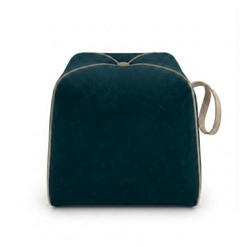 Image of FURNY Signature Regalia Suri Accent Pouf | Boston Fabric | 40D High-Density Foam | (Ocean Green) | Footrest, Vanity Ottoman & Accent Seat for Home, Office & Hotel