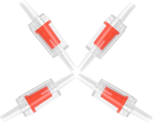Aquarium Check Valves for Common Air Pumps, Red Clear Plasti...
