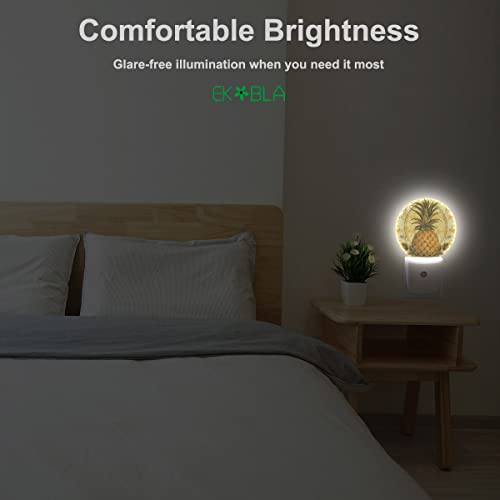 Image of EKOBLA Boho Pineapple Night Light, Summer Tropical Fruit Night Lights Plug Into Wall with Light Sensor for Bedroom, Kitchen and Home Decor