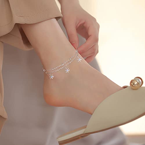 Palpitate Snowflake Anklet Bracelets For Women 925 Sterling Silver Snowflake Jewelry Gifts Christmas Birthday #TOP3