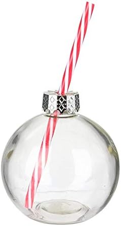 Christmas Bauble Drinking Glass With Straw Amazon De Home Kitchen