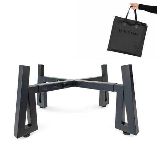 YUVIONOX Fire Pit Stand Adjustable Firepit Stand Compatible with Solo Stove Yukon Bonfire & Ranger Solo Stove Accessories for 15-27 Firepit Portable for Outdoor Use Stainless Steel Black