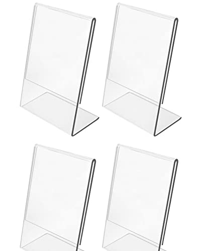 Image of Parikshit Sublimation 6x4 inch 4pcs Portrait Acrylic Sign Holder Table top Display Stand for Exhibition menu Photo Flyer brochure (4X6 Inch - 4pc, Portrait)