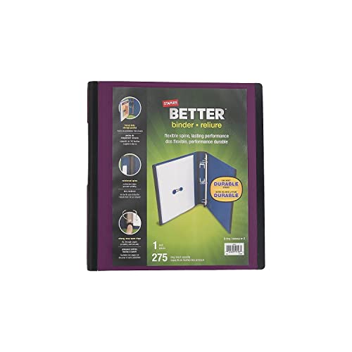 STAPLES 399979 Better 1-Inch D 3-Ring View Binder Plum (22158-Us)