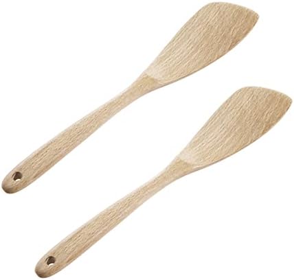Ecloud Shop 2 PCS Professional Non Stick Wooden Spatula Wood Turner Cooking Tool Kitchen Utensils Eco-friendly and Safe Kitchenware