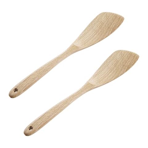 Ecloud Shop 2 PCS Professional Non Stick Wooden Spatula Wood Turner Cooking Tool Kitchen Utensils Eco-friendly and Safe Kitchenware Cover