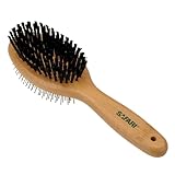Safari Grooming Pin and Bristle Combo Dog Brush with Bamboo Handle, Large