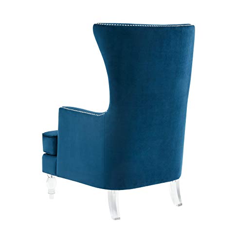Safavieh Couture Home Collection Geode Modern Navy Velvet Upholstered Wingback Living Room Bedroom Accent Chair Sfv4745D #TOP4