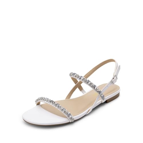 Image of DREAM PAIRS Women's Rhinestone Sandals Open Toe Casual Dressy Sparkly Comfortable Flat Summer Shoes