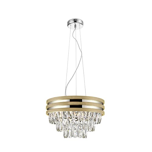Lustre plafonnier en cristal chic NAICA finition or mat 4xE14