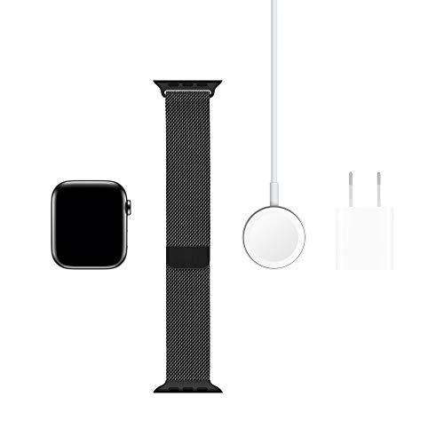 Image of Apple Watch Series 5 (GPS + Cellular, 44mm) - Space Black Stainless Steel Case with Black Milanese Loop