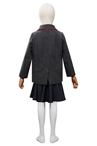 MOYGOR Roald Dahl’s Matilda the Musical Girl’s School Uniforme Costume Grey Shirt Skirt Full Set Perfect For Show Picnic Vacation Cosplay Daily Christmas Holiday Spring (120)