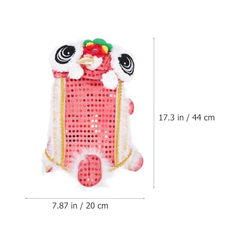 Disfraz para perro lion dance rojo XS GLEAVI miniatura 2