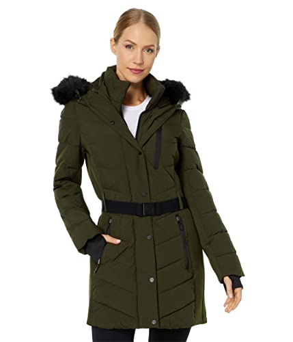 Michael Kors Active Puffer mit Kapuzenjacke A421168Q, Oliv/Blatt für mich...