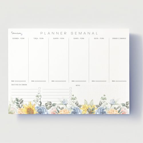 Planner Agenda Semanal Floral - 50 folhas - tamanho A4