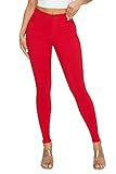 Premium Denim Jeans for Women High Waisted-Rise Colored (RED, XL)