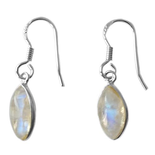 Pierre de lune arc-en-ciel boucles d'oreilles anti-allergie - 2